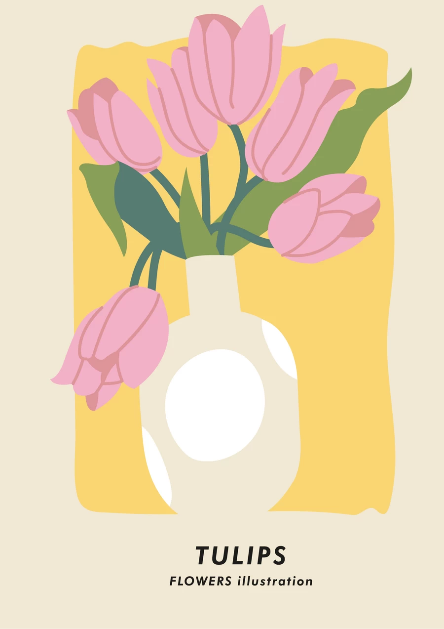 手绘小清新北欧花朵植物花卉插画海报封面画芯装饰AI矢量设计素材【027】